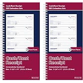 2 Pack Receipt Books with Carbon Copies, Rent Receipt Book | 2-Part Carbonless, 5.24" x 11'' Spiral Bound, (White and Yellow), 200 Sets Per Book