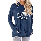 JEYMMI Womens Mama Bear Shirt Mom Shirt New Mom Gifts Graphic Tees with Pockets 2025