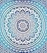 Jaipur Handloom Turquoise Blue Tapestry Ombre Tapestry Hippie Mandala Bedding Tapestry Wall Hanging Psychedelic Tapestry Dorm Decor Bohemian Tapestry, Boho Tapestries, Mandala Throw Bedspread