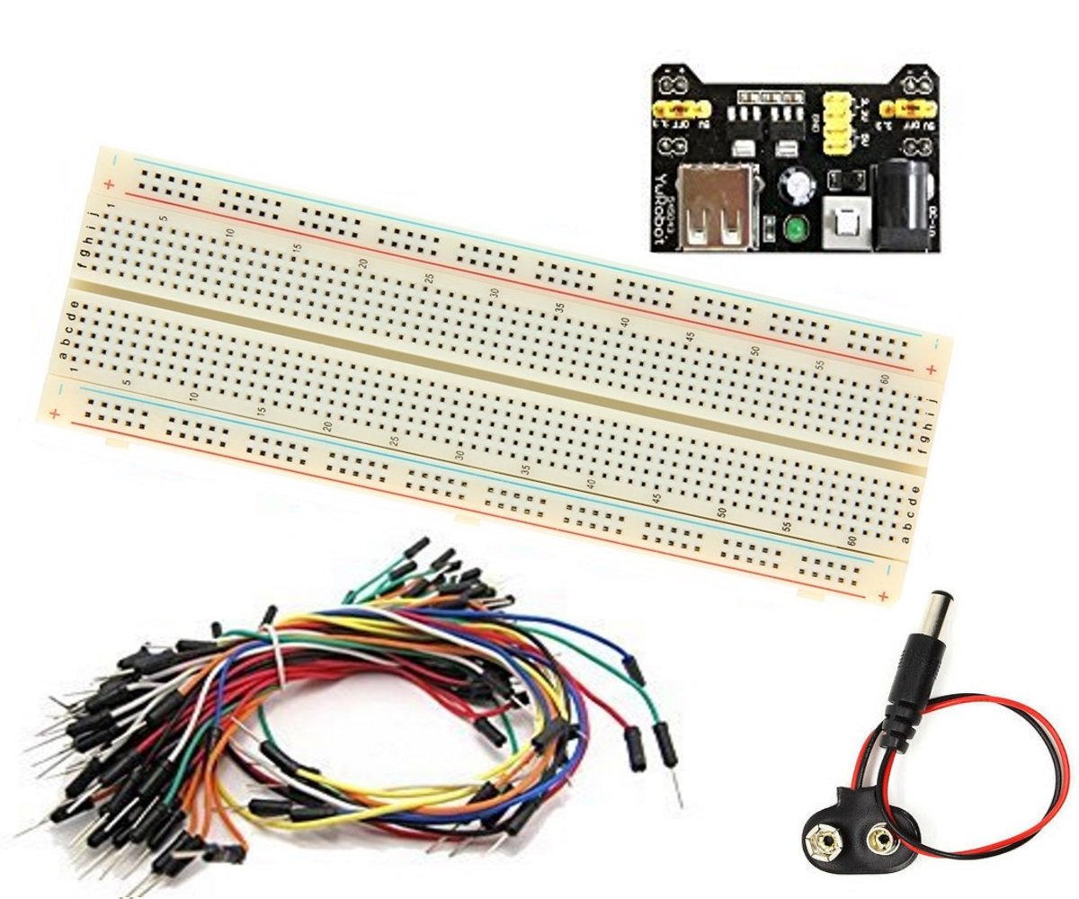(1 set) 830 tie point Solderless Breadboard, 65 jumper wires, power supply,  and 9V snap connector: Amazon.com: Industrial & Scientific