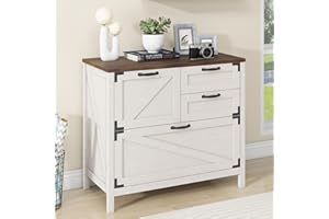 4-Drawer Wood Lateral File Cabinet, Farmhouse File Cabinet for Letter/Legal/A4 Size Hanging Files, Large Wood File Storage Ca