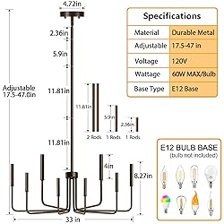 8-Light Farmhouse Chandelier for Dining Room