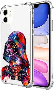 Compatible with iPhone 11 Clear Case, Shockproof Slim Fit TPU Cover Protective Phone Case for iPhone 11 6.1 inch (Star-Darth-Vader-Wars)