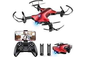 Drone for Kids, Spacekey FPV Wi-Fi Drone with Camera 1080P FHD, Real-time Video Feed, Great Drone for Beginners, Quadcopter Drone with Altitude Hold, One-Key Take-Off, Landing Foldable Arms (Red)