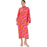 La Vie Style House Women's Tropical Leaf Maxi Caftan