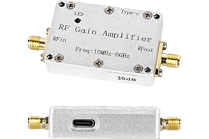 DMGICPRO RF Gain Amplifier 10M‑6GHZ 30DB High Flatness Low Noise LNA Ham Radio Amplifier for FM Radio, Signal Amplification DC 5V Powered