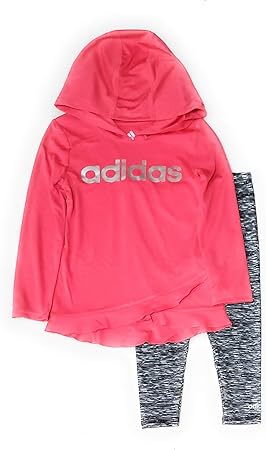 Amazon Co Jp Adidas 幼児 女の子 2ピース パーカートップとレギンスセット 3t ピンク スポーツ アウトドア