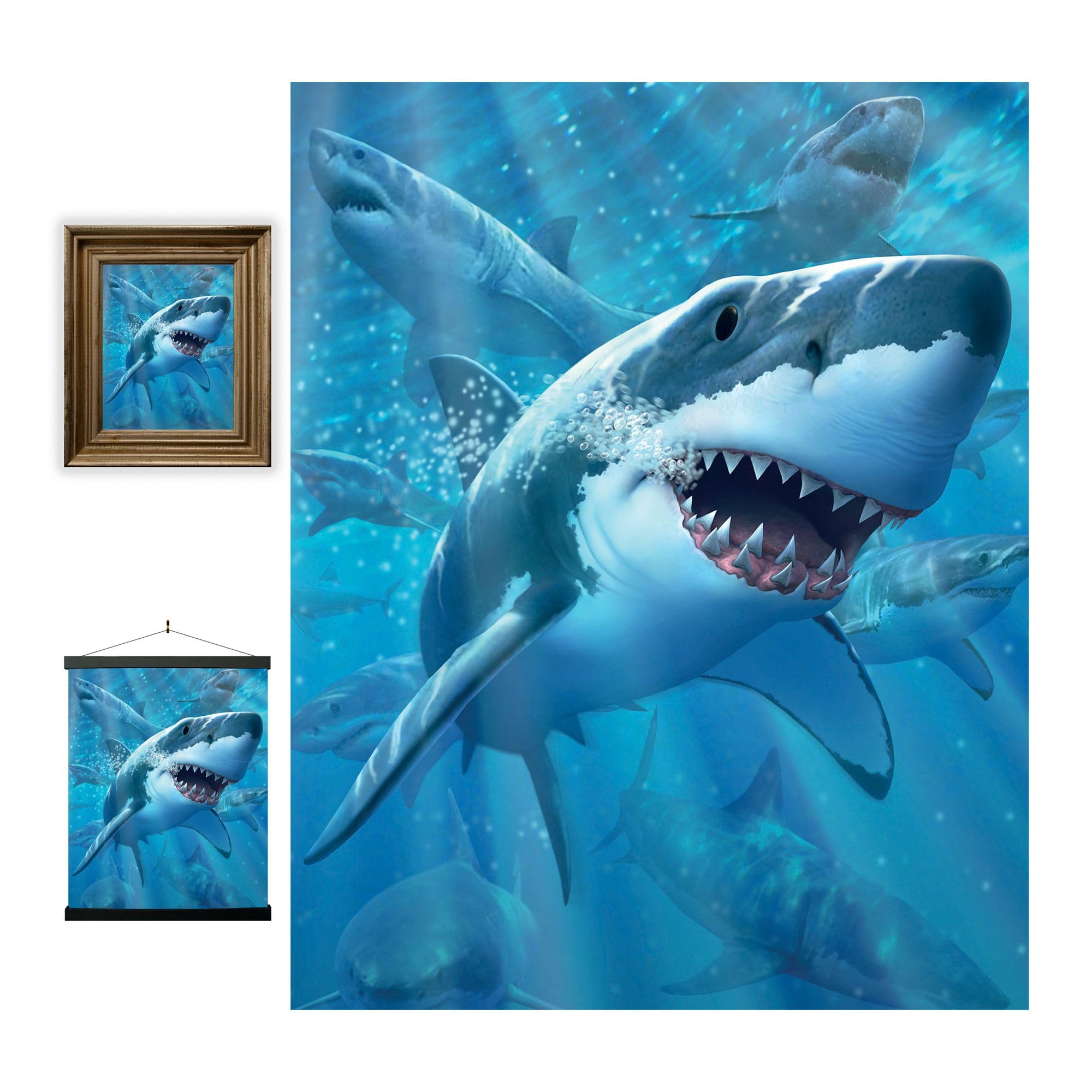 3D LiveLife Lenticular Wall Art Prints - Great White Delight from Deluxebase. Unframed 3D Shark Poster. A perfect wall filler. Original artwork licensed from renowned artist, Jerry LoFaro — image 1