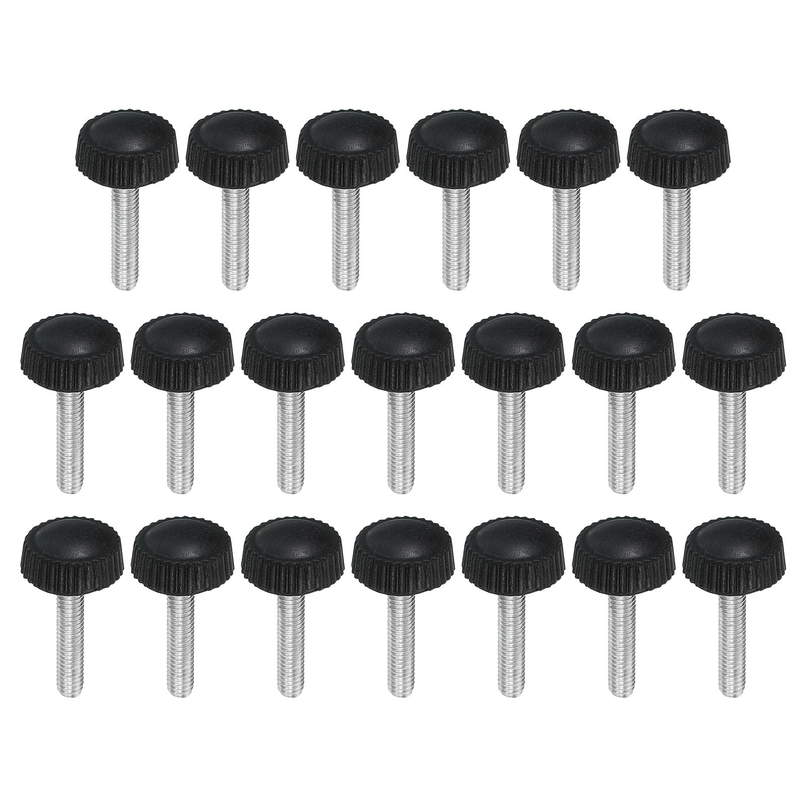 PATIKIL M4x20mm Knurled Thumb Screws, 20 Pack Male Thread Round Clamping Screws Knobs Hand Grip Bolts Mounting Fasteners for Lighting Furniture Hardware Black
