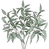 Briful Eucalyptus Stems 39.5 '' Tall, Artificial Branches for Vase Round Year Faux Greenery Stems Realistic Gray Eucalyptus Leaf Plant Sprays for Home Decor Indoor Party Wedding, Set of 3