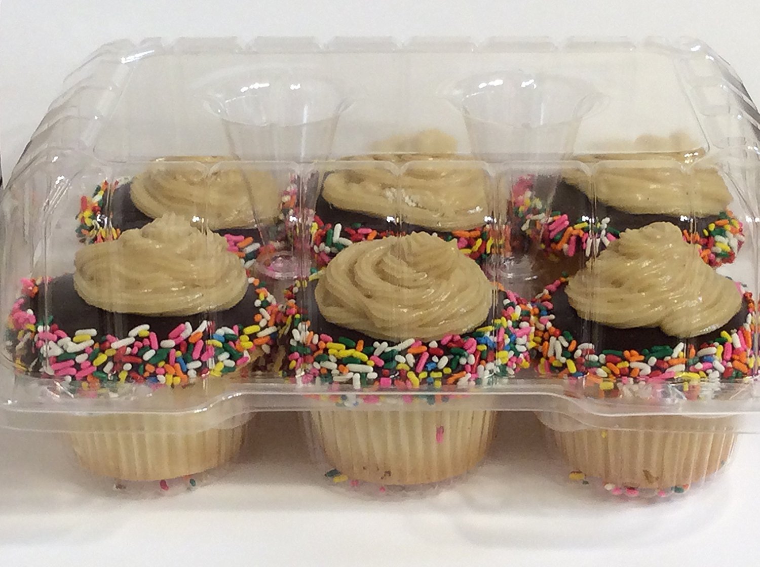 Clear Cupcake Boxes plastic containers 4" High for high toppinges- Holds 6 Cupcakes Each- 12/Pack