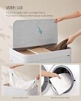 SONGMICS Bamboo Laundry Hamper with Lid 150 L Removable Liner Handles view 3