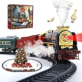 Electric Train Set with Smoke, Sound and Lights, Train Track Toy with Glowing Passenger Carriages for Toddlers and Kids, for 