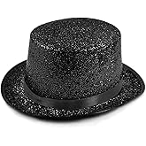 Top Hat Costume Shiny Sequin Magician Victorian Hat Dress Up Bowler Cosplay Costume Top Hats for Men Women for Masquerade