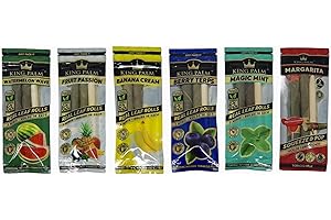 King Palm Pre-Rolled Leaves - Squeeze & Pop Variety Bundle - 6 different flavours - Blueberry, Banana, Mint, Watermelon, Marg