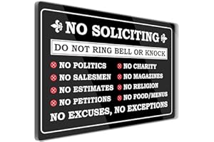 FTONENI No Soliciting Sign for House, Do Not Ring Bell or Knock Signs for Home, Use for Office or Business Front Door Warning Reminder Signs, Apartment Porch Entrances Wall Decor Use 4" x 6" - PZA04
