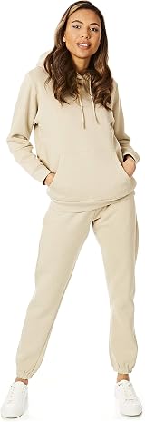 Light & Shade Women’s Fleece Joggers with Drawstring Waist Sand L view 3
