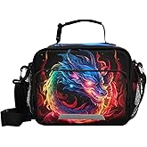 KFBE Blue Flame Dragon Kids Lunch Box Insulated Lunch Bags Cooler Tote Bag with Removable Shoulder Strap for Boy Girl Student 20847438