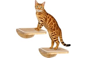 PELUOMOZ Wood Cat Wall Shelves with Sisal Mat – Cats Wall Furniture Steps for Large Cats, Perfect for Play and Vertical Movement