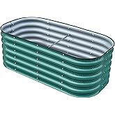 GOOFi Gardens Raised Metal Garden Beds, Galvanized Steel, 47x24 inches, 2 Heights Available, Garden Green or Terra Cotta (Garden Green, 47.2" × 23.6" × 17")