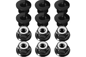 FRAIZOE RC 12Pcs M4 Flange Nuts Aluminum, M4-0.7mm Hex Flange Nylon Insert Lock Nuts for 1/10 Scale RC Car Traxxas Slash 4x4 2WD Stampede VXL Rustler VXL HPI Redcat Axial Racing Truck Buggy Crawler Wheels Black