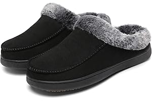 Mishansha Women's House Shoes Memory Foam Suede Moccasin Slippers Winter Warm Fleece Lined Home Shoes with Anti-Skid Rubber Sole