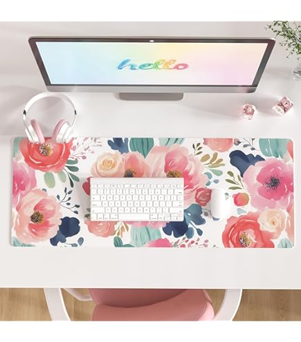 Peony Gaming Mouse Pad Desk Mat, Square 8.3x9.8 Inch Non-Slip Rubber