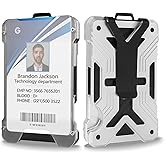 kullder Minimalist Wallet for Men, Slim Wallet with Clear ID Card Holder, Carbon Fiber Wallet, Aluminum Wallet with Metal Money Clip for Men, RFID Blocking Ultra-Thin Tactical Wallet Mens Gift-Silver