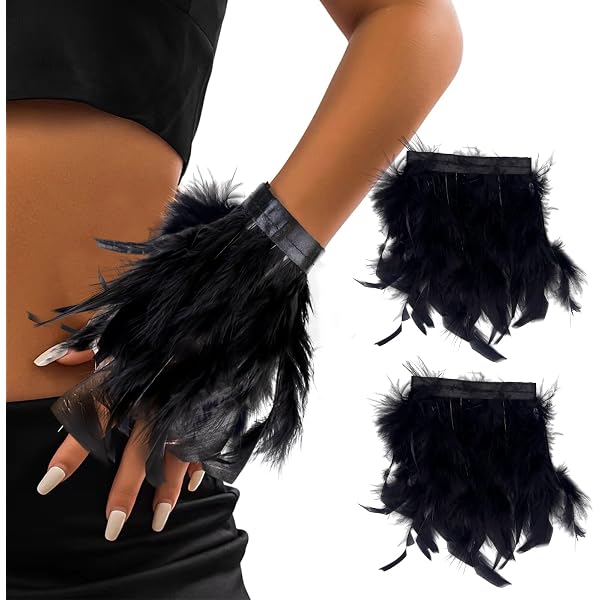 Puños Con Plumas Para Mujer | Pulsera De Bofetada Con Plumas Naturales | Accesorio Para Fiestas Y Disfraces