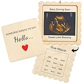 Scalloped Pregnancy Announcement Box for Grandparents with Sign - Baby Coming Soon Gift, Holds 3x4 Ultrasound Photo, Surprise Reveal Keepsake for Parents