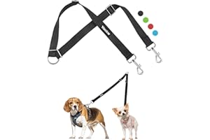 Vastar Double Dog Walker, Adjustable Heavy Duty Double Dog Leash for Pets, No Tangle Two Dogs Training Leash for Dogs up to 110 Pounds, Premium Quality Dog Leash Coupler for 2 Dogs
