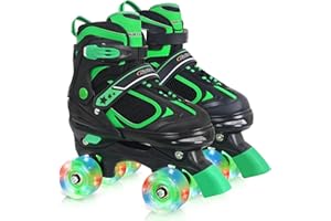 Nattork Kids Roller Skates for Boys Girls Kids, 4 Sizes Adjustable Quad Skates with All Light up Wheels - Best Birthday Gift 