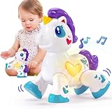 hahaland Unicorn Toys for 1 Year Old Girls Musical Light Up Interactive Travel view 1