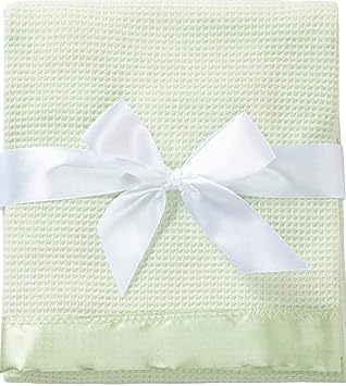 Amazon Com Toysdone Thermal Waffle Weave Baby Blanket With Satin Nylon Trim Mint Green Baby