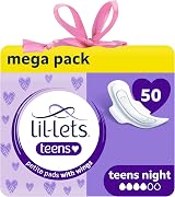 Lil-Lets Teens Night Pads with Wings 50 Count Petite Unscented Night Towels view 1