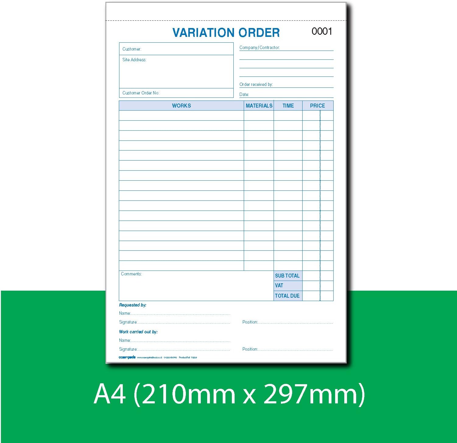 Variation of Order Book for Project Alterations, Ideal for Builders Plumbers, Carpenters - Image 4