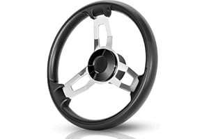 Marine Boat Steering Wheel - 3-Spoke Stainless Steel & PU Foam Grip, 13.5" Universal Size for Most Boats/Yachts/Pontoons, Dur