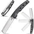 Eafengrow EF941 EDC Pocket Folding Knife D2 Steel Blade G10 Handle Pocket Clip with safety liner lock for Camping Survival Outdoor(Black)