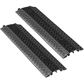 VEVOR Drop Over Cable Cover, 17,500 lbs/Axle Load Capacity, 2 Channel Heavy Duty Floor Cord Cover, Cable Hose Protector Ramp, for Indoor, High Walking Traffic Areas, Home, Office, Warehouse, 2 Pack