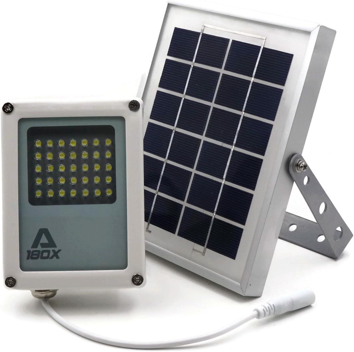 Alpha 180X Flood Light as Solar Security Floodlight and Area Lighting for All Night Lighting at Farm Area, Yard, Home Garden, Remote Cabin, Alley, Public Assest with Danger Warning Signs