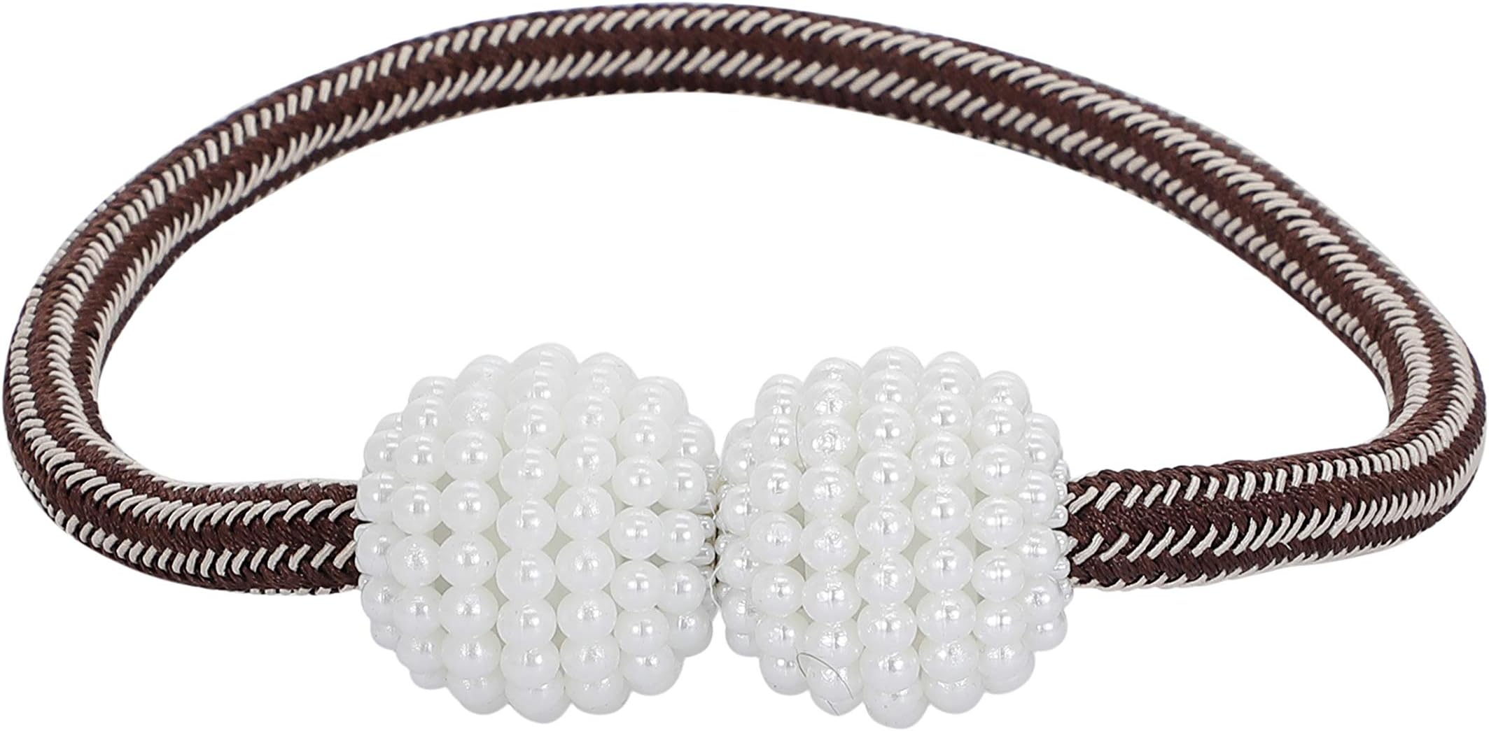 Ramcha Magnetic 4 Piece Polyester Tieback Set (Brown and Beige)