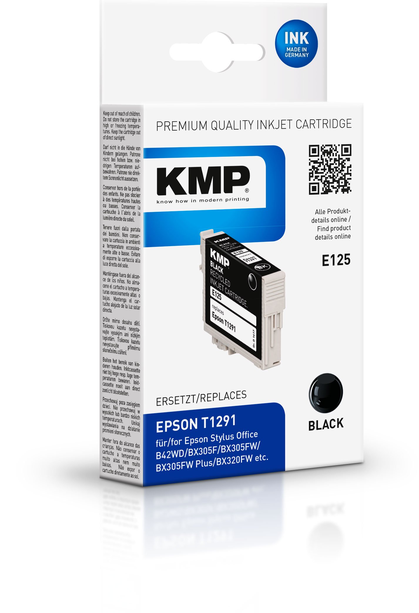 KMP E125 Ink Cartridge Replaces Epson T1291 Black