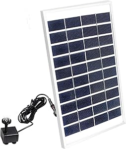 Solar Fountain Pump,New Upgraded Mini Solar Powered Bird Bath Fountain Pump 5W Solar Panel Kit Water Pump,with 6 Different Spray Pattern Heads, for Pond, Pool, Garden, Fish Tank, Aquarium,Patio