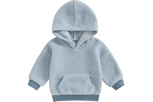 Mandizy Toddler Baby Girl Boy Winter Clothes Fleece Jacket Hoodie Coat Warm Furry Hooded Jumper Outerwear Tops