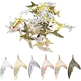 vokoko 60Pcs Fish Tail Charms Mermaid Tail Shaped Pendants Metal Fishtail Charms for Jewelry Making Earrings Necklace Bracelet Keychain DIY Craft