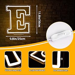 ATTNEON Letter E Neon Sign,Letter Lights 26