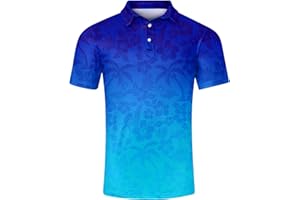 uideazone Mens Polo Shirts Short Sleeve Dry Fit 3D Print Moisture Wicking Funny Golf Shirt