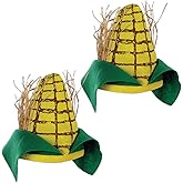 Beistle Unisex Plush Corn Cob Hats, 2 Pieces – Farm Party Supplies, Halloween Costume Dress Up, Harvest Themed Festivals, Novelty Food Caps, Photo Booth Props