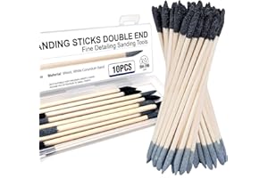 Usdrwam 10 Pcs Sanding Sticks, Double End Matchsticks Sanding Twigs, Detailing Polishing Sanding Sticks Tools for Tight Spaces Plastic Models Wood 150/280 Grit 5.5 × 0.2 Inch