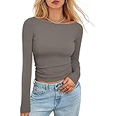 Bliwov Womens Basic Fall-Winter Long Sleeve Tops Going Out Crop Shirts Boat Neck Slim Fitted Outfits Y2k Trendy Tees 2024